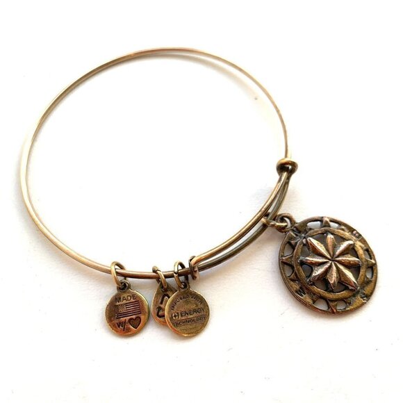 Alex and Ani Compass Charm Bracelet Gold Finish - Expands 2"- 3.5" - Picture 1 of 2